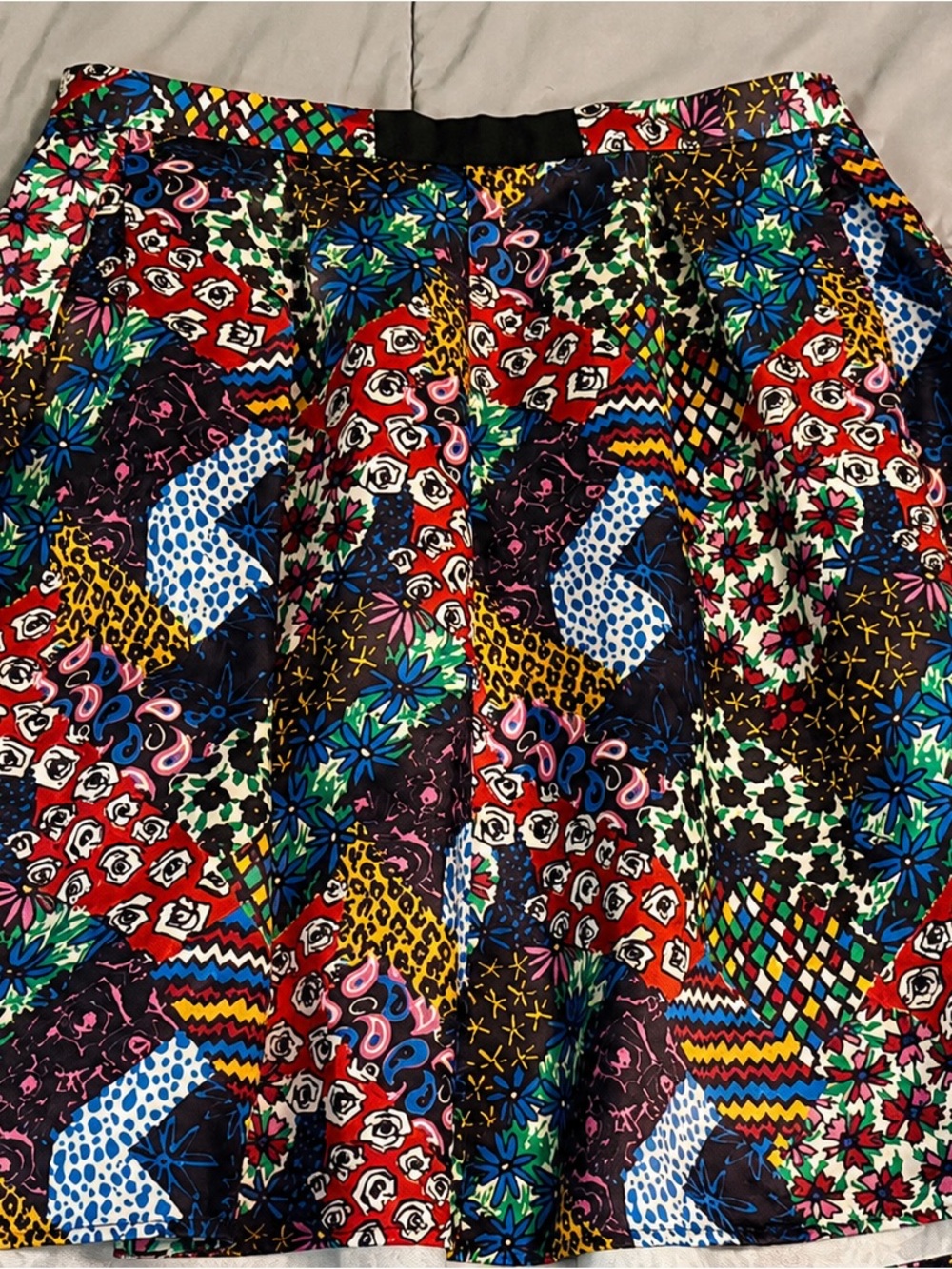 Colorful Patchwork Print A-Line Skirt